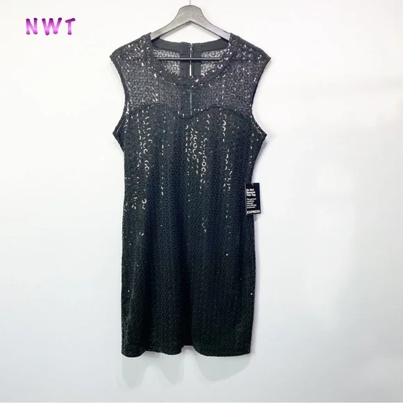 Express- Black Sheer Sleeveless Party Dress M NWT - Picture 1 of 10